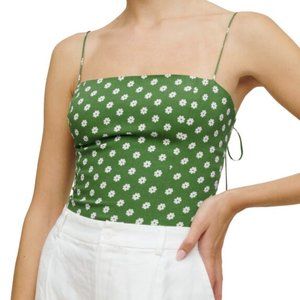 Reformation Meyer Spaghetti Strap Top in Green Floral - Size 4